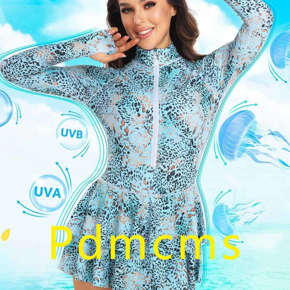 

2025 новый европейский и американский цельный спортивный цельный купальник на молнии спереди с длинными рукавами, солнцезащитный гидрокостюм для серфинга