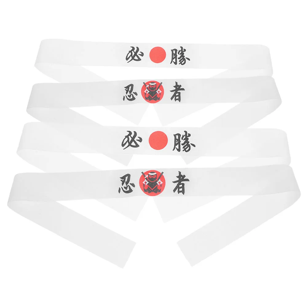

4pcs Headband Sweatbands Japanese Hachimaki Chef Bandana Men Women Karate Reversible Headband Sports