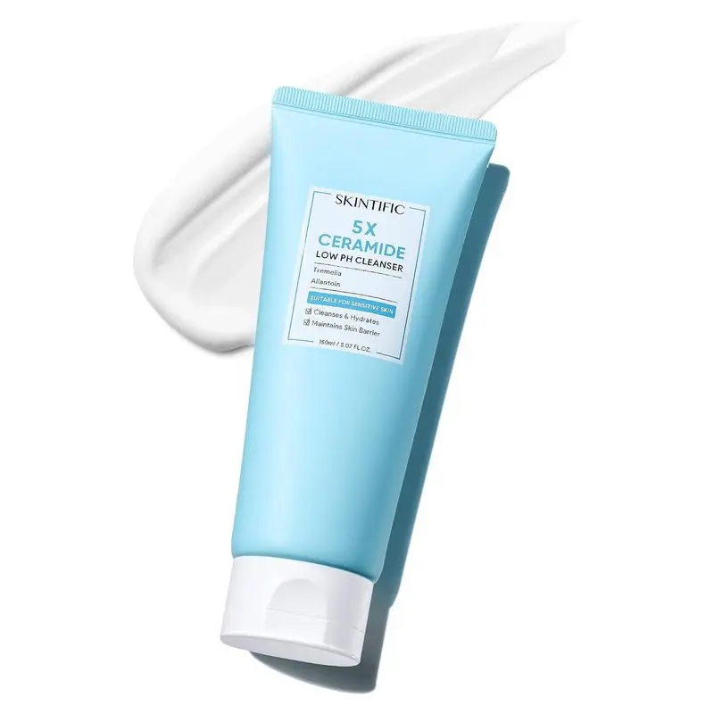 SKINTIFIC 5X Ceramides Low pH Facial Cleanser for Sensitive Skin, 5.07Fl Oz