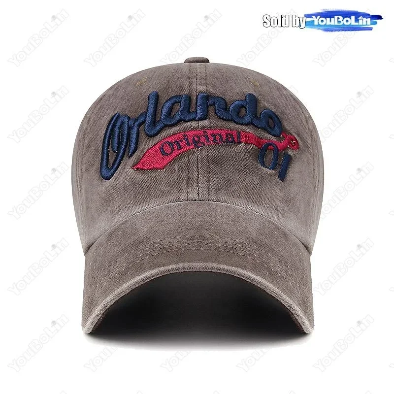 قبعة بيسبول مغسولة مطرزة بأحرف خارجية كلاسيكية للرجال والنساء كاجوال للحماية من الشمس بحافة منحنية قبعة منقار البط القديمة