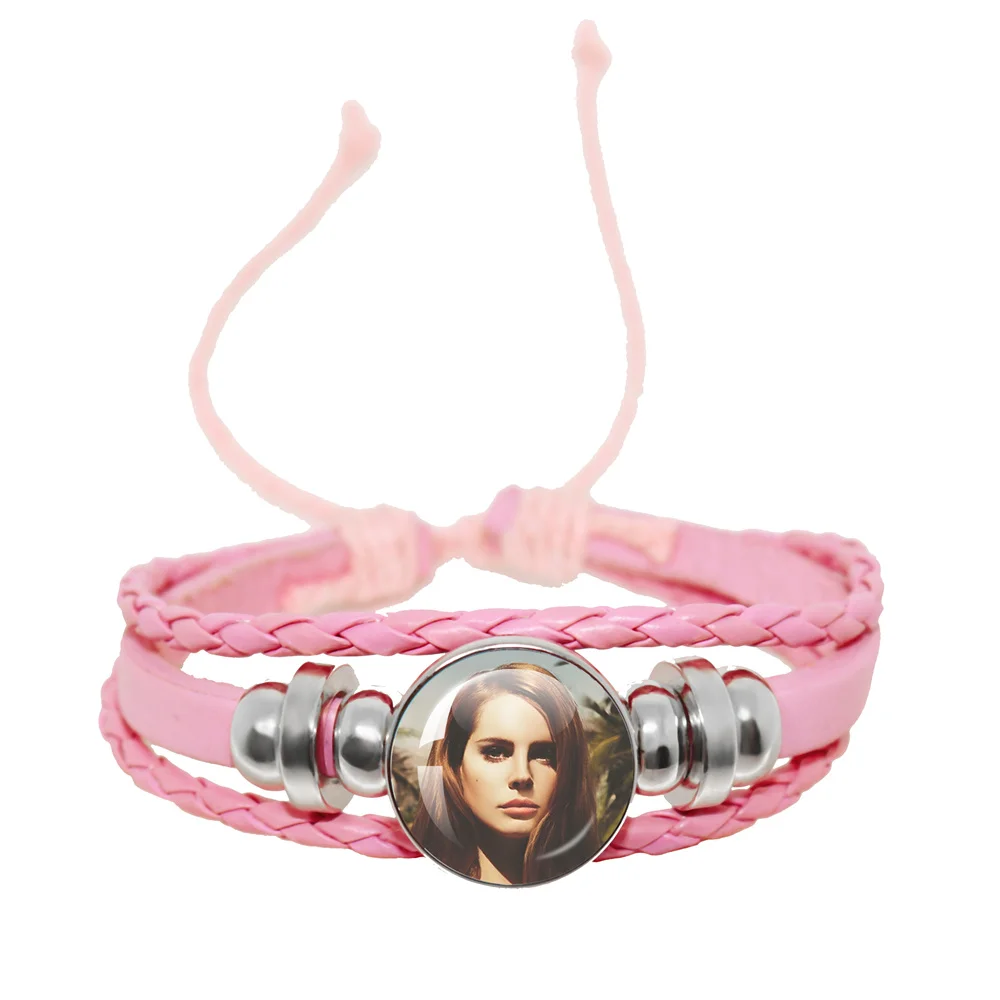 Lizzy Grant Lana Del Rey Pink Leather Rope Bracelet Art Multilayer Braided Bracelets Bangles Handmade Charm Jewelry Fans Gift