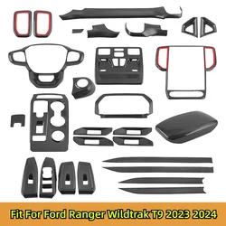 Car Interior Overlay Covers Fit For Ford Ranger Wildtrak T9 2023 2024 Upgrade Carbon Fiber Gear Shift Frame Inner Decoration