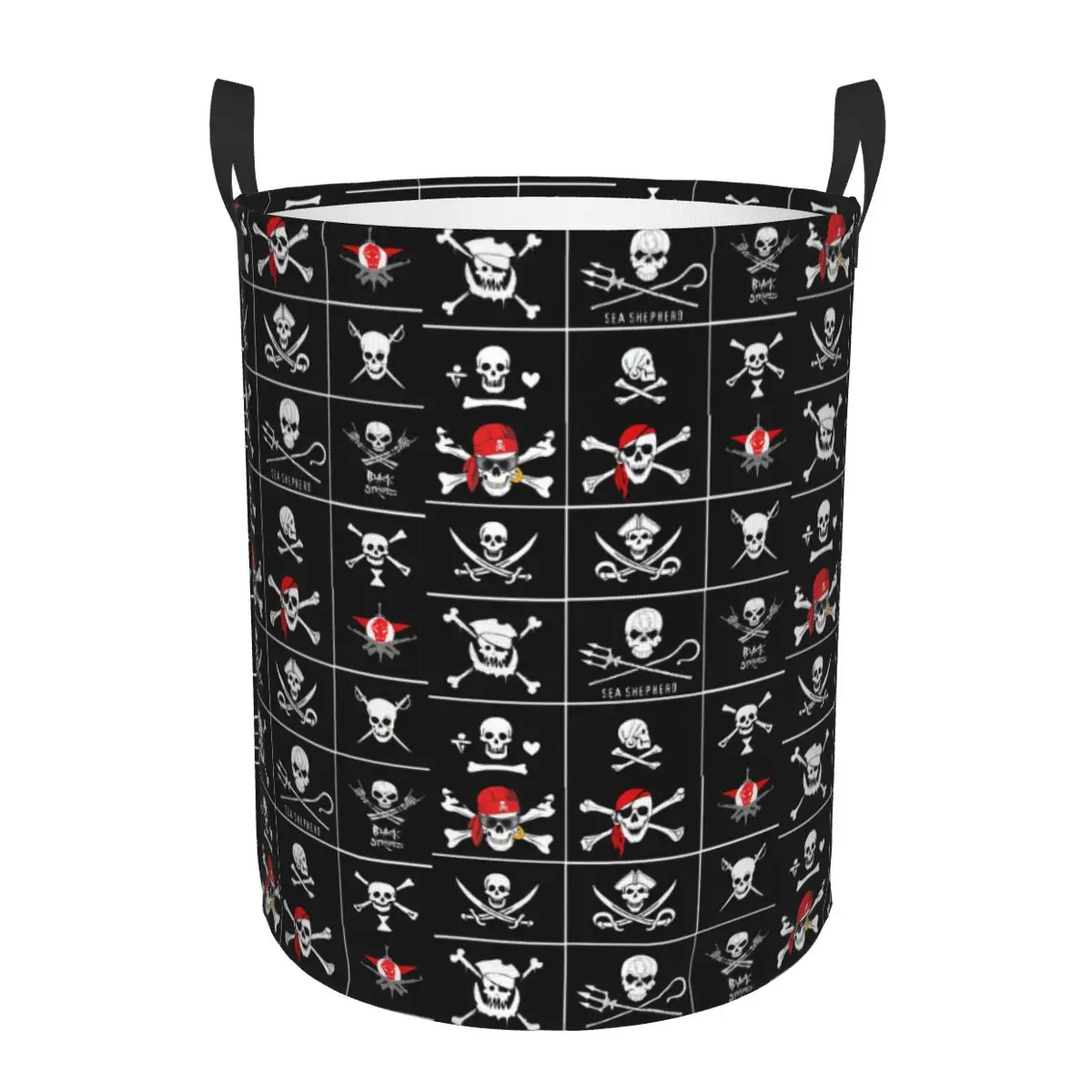 Skull Print Laundry Hamper Large Clothes Storage Basket Horror Skeleton Death Toy Bin Organizer for Kids