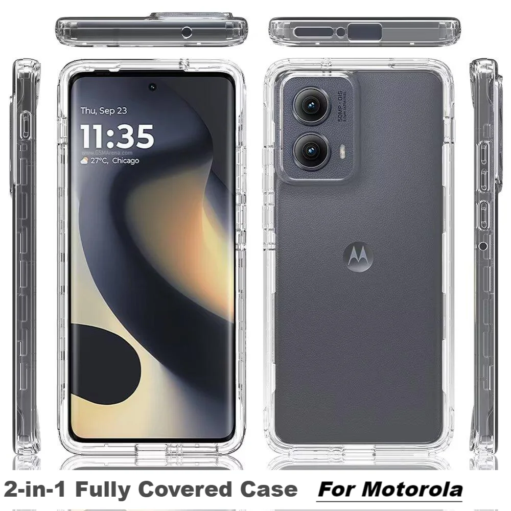 

360° Full Body Shockproof Phone Case For Motorola Edge Plus UW Clear Case For Moto G Stylus Power Play G62 G52 G42 G32 G22 E32