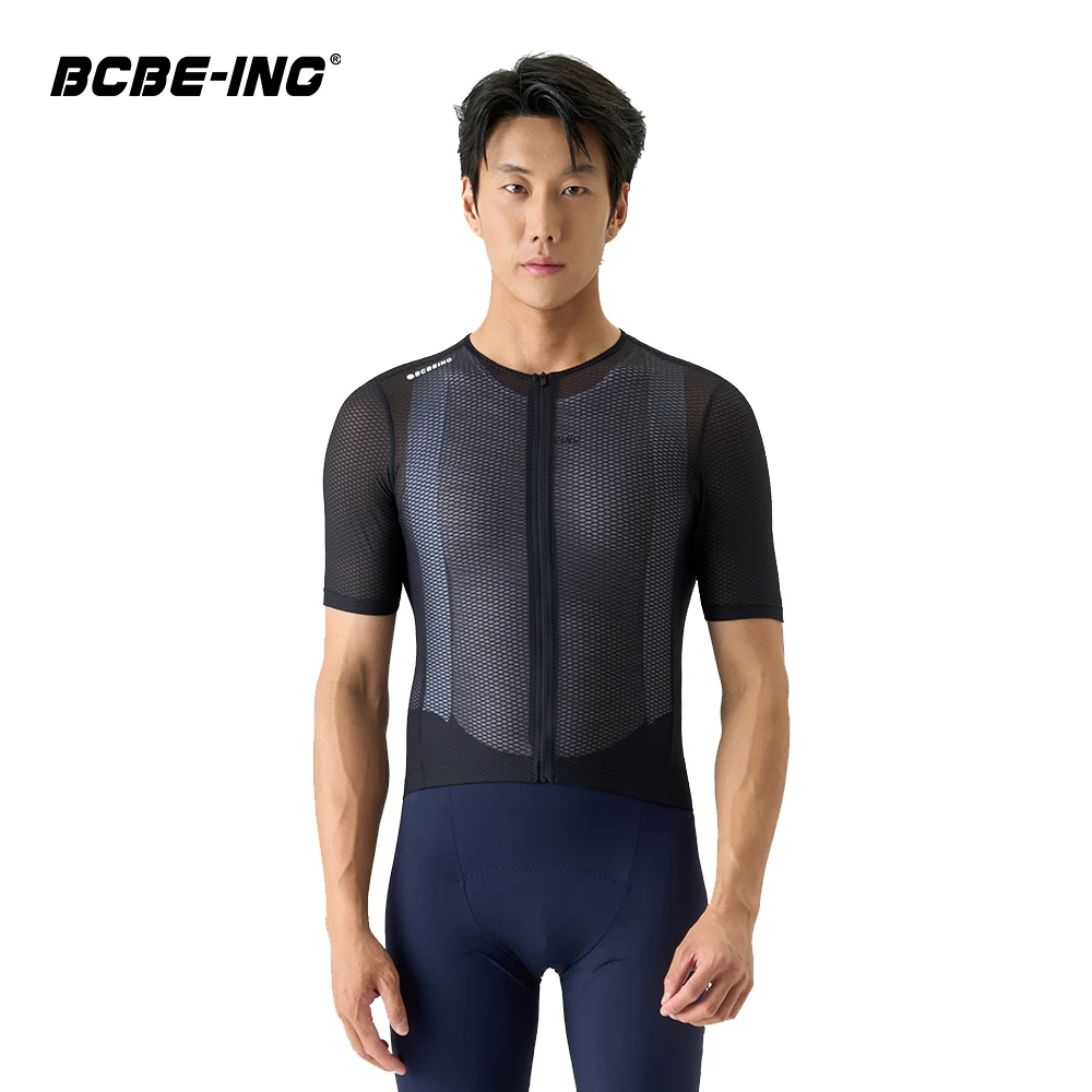 Image of BCBE-ING Herren-Profi-Radtrikot, kurzärmelig, schmale Passform, Netzstoff, Rennrad-Shirt, Kleidung, Maillot Ciclismo Hombre, mit Taschen