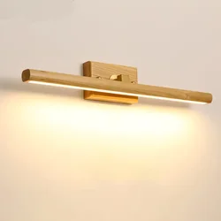 Wall Lamp Nordic Wood LED Mirror Light Rotatable Sconces Indoor Bathroom Bedroom Vanity Mirror Home Decoration Illumination