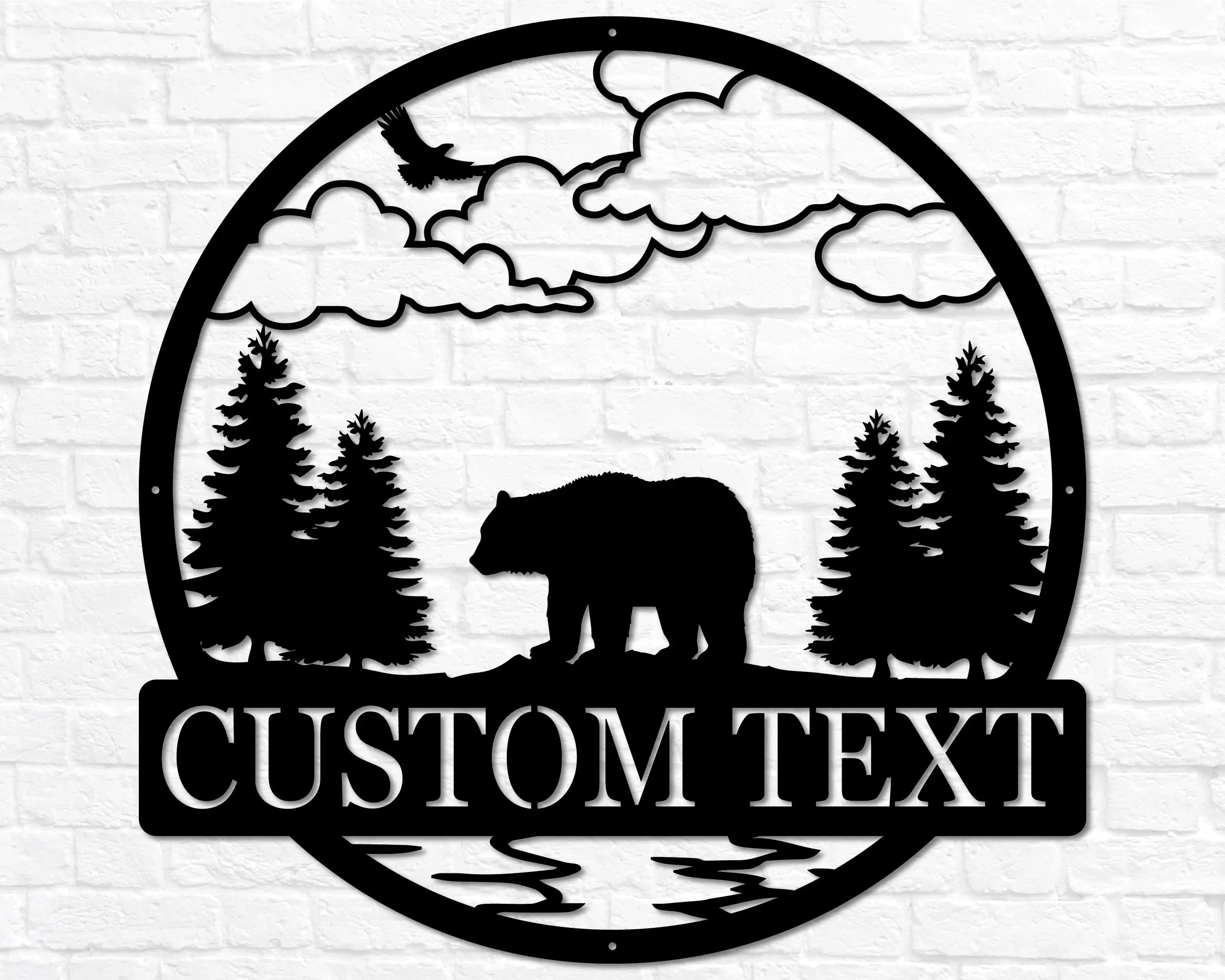 Sinal de cabine de urso deserto decoração de montanha sinal de urso de metal personalizado decoração de urso ao ar livre decoração de urso de cabine rústica sinal de urso