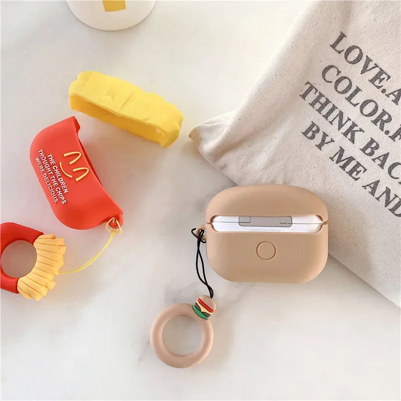 Hamburger Chips Cover for AirPods 4 Case Silicone Earphone Protective Case for Airpods Pro Cover Silicone Soft Case for AirPods