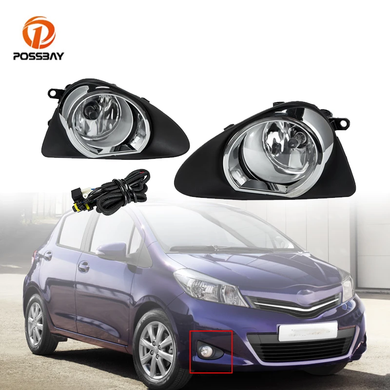 

2Pcs Car Front Bumper Fog Light Covers with Wiring Switch Harness H11 Halogen Lamp Bulbs for Toyota Yaris Hatchback 2012-2014