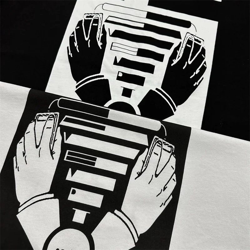 Cotton Clothing Digital Black White Printed Cav Empt T-shirt Men Women Casual Loose Round Neck C.E T-shirt