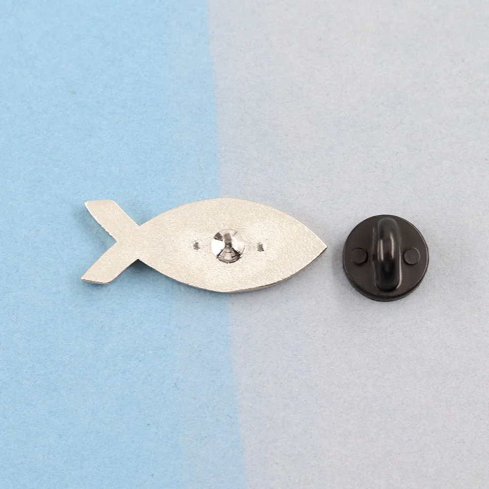 Romans 12:2 Bible Verse Enamel Pin Christian Jesus Fish Brooch with Rhinestone Crystal Ichthys Badge Religious Jewelry Gift for