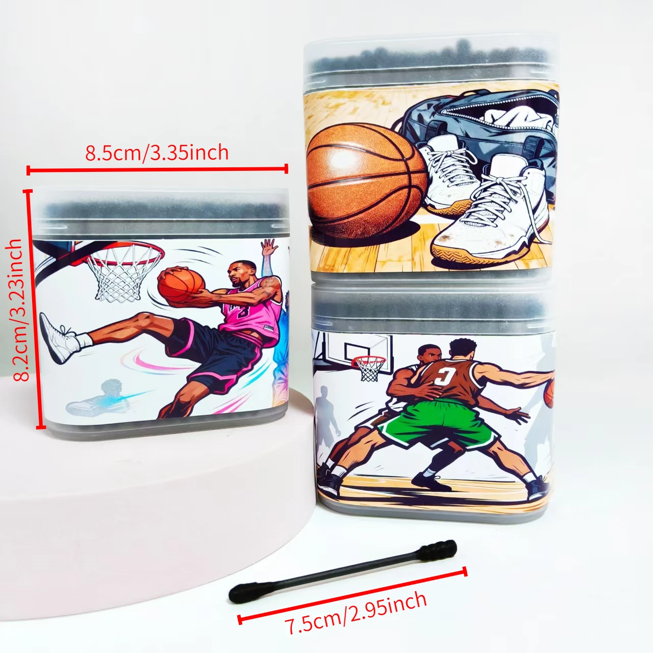 600 قطعة/1000 قطعة من أعواد القطن ذات موضوع كرة السلة باللون الأسود برأسين للضروريات اليومية أعواد قطنية