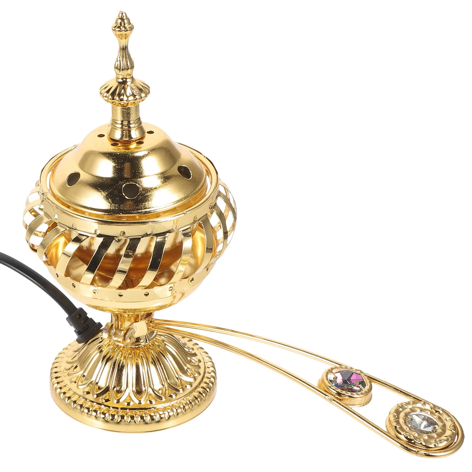 

Металлическая электрическая курильница с винтажной отделкой для ароматерапии, настольный декор, подключаемая к сети