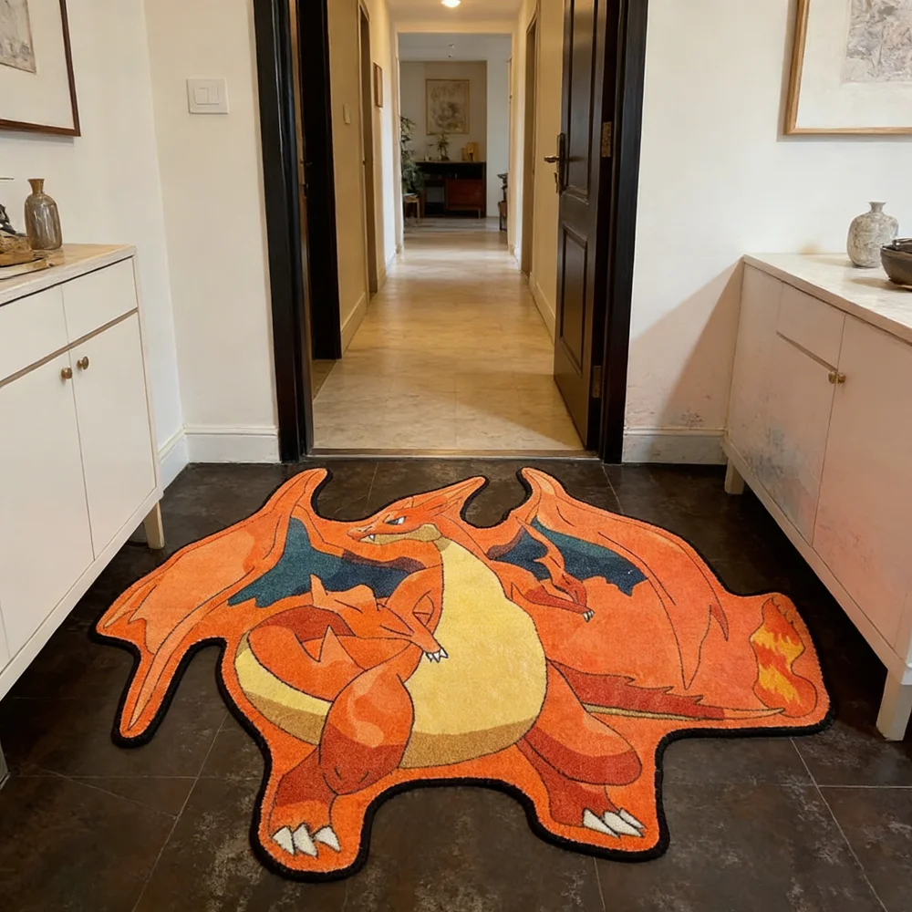 Cartoon Pokemon Plush Carpet Anime Irregular Pikachu Gengar Charizard Snorlax Eevee Lounge Rug Bedroom Floor Mat Home Decor