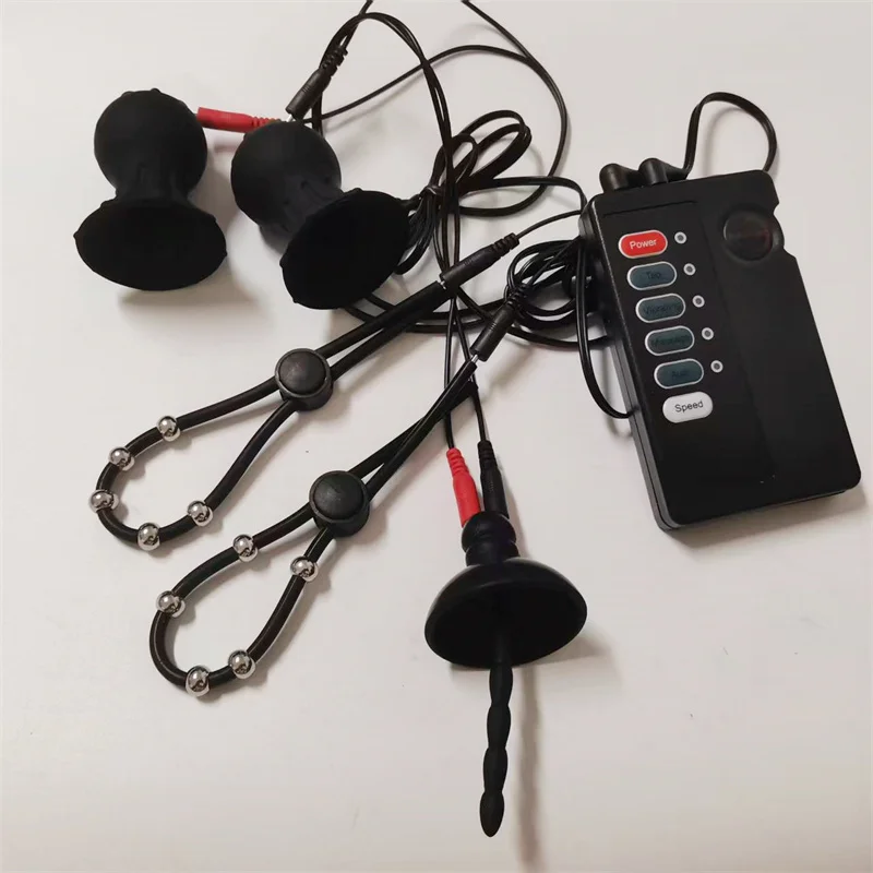 صدمة كهربائية سيليكون مجرى البول السبر موسع الحلمات مصاصة كليب القضيب المدرب خاتم الديك الحصان العين قضيب الجنس لعب الرجال