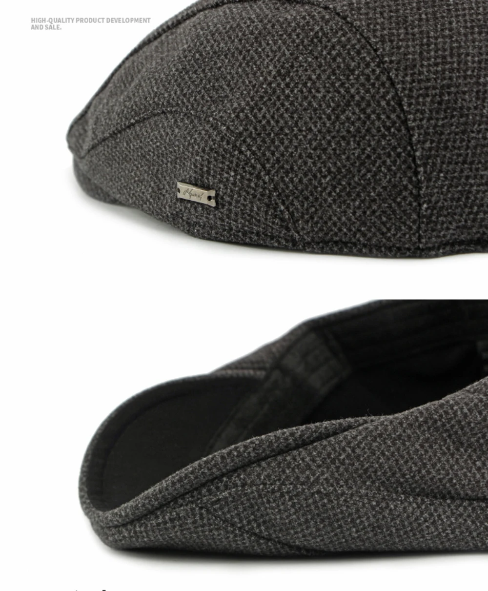 HT4936 Baskenmütze für Männer Frauen Herbst Winter Wolle Baskenmütze Männlich Weiblich Ivy Flache Kappe Vintage Künstler Maler Hut Einstellbare Baskenmütze Kappe – Detail 6