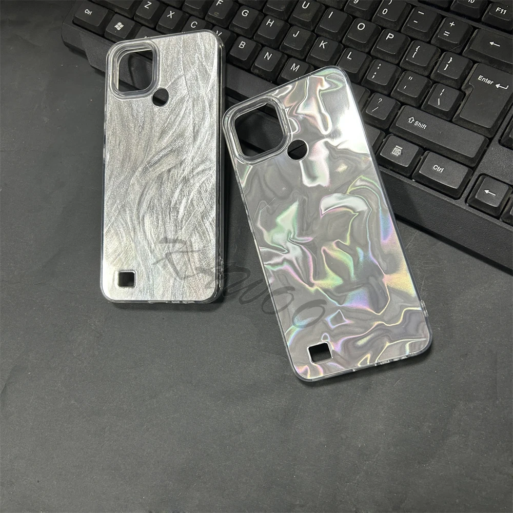 IMD Gradient Laser Feather Ripples Patterned Soft Case For Realme C21 C21Y C12 C15 C25 C11 C30 C30s Cellur Phone Cover Coque