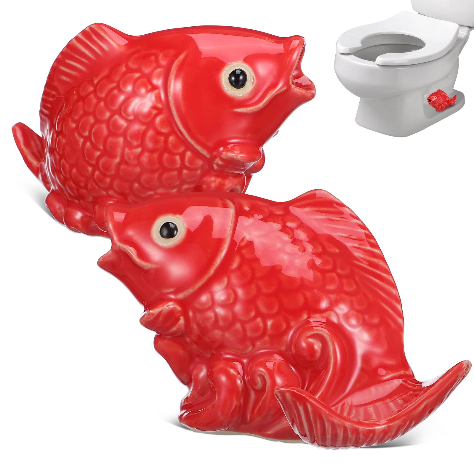 

2Pcs Carp Toilet Bolt Caps Ceramic Decorative Toilet Bowl Covers Cute Fish Shape Screw Caps for Bathroom Use Cute Bathroom Decor