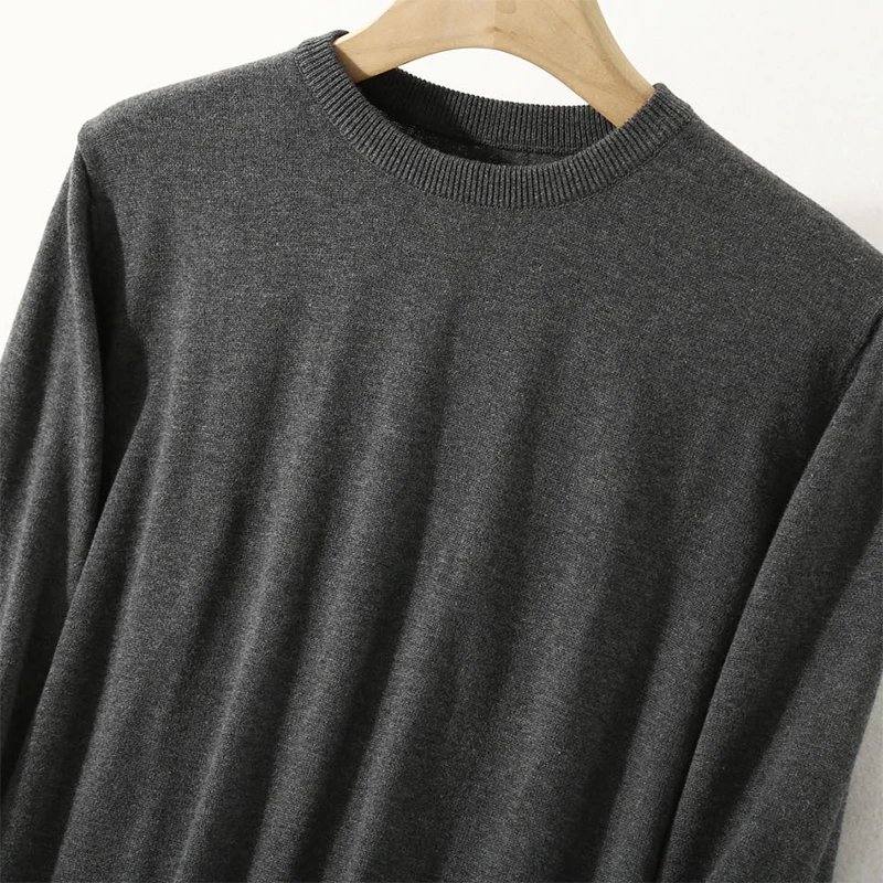 Men\'s 63.9% Silk 10.2% Cashmere Crew Neck everyday Long Sleeve Pullover Sweater Top Shirt LY006