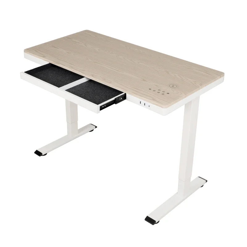 Hot Sale 2 Motor Height Adjustable Desk For Smart Office Desk With Drawer Wooden Electric Stand Up Desk With Wireless Charging