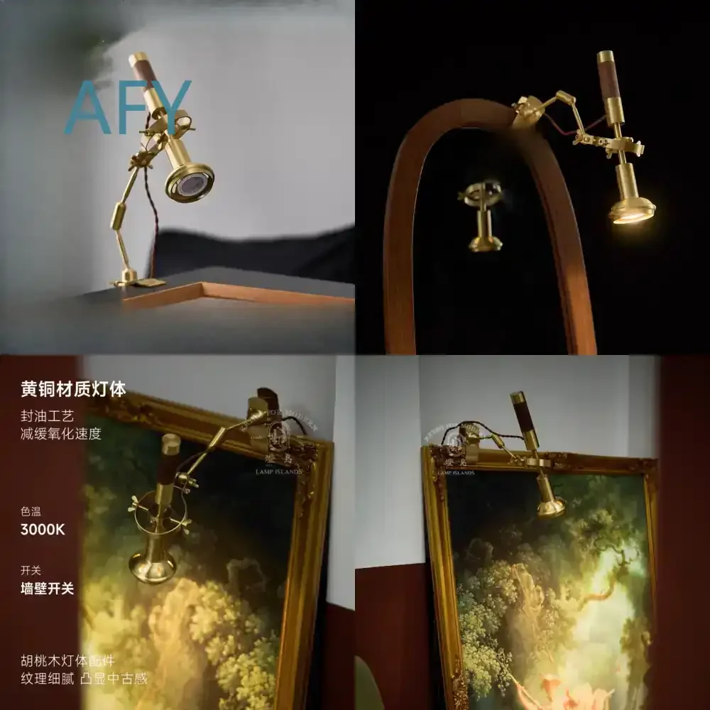 Clip Desk Lamp for Retro Desk Bedroom Bedside Reading Medieval Desktop Multi-Angle Adjustable LED Task Lamp for Study Office
