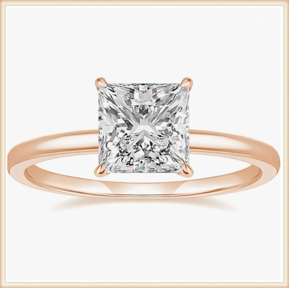 

18-каратное твердое настоящее золото Lab Grow Diamond, 1-каратное кольцо с бриллиантом в стиле принцессы, простое обручальное кольцо с 4 когтями, сертификат IGI CVD/HPHT