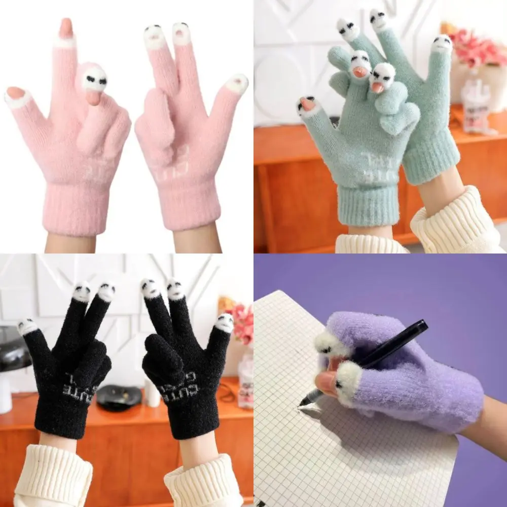 New Winter Knitted Gloves Thickened Women's Warm Gloves Soft Feel Coldproof Leaky Finger Gloves for Touch Screen