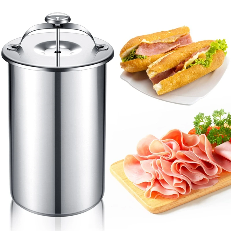

AA50-Meat Press Maker Stainless Steel Ham Press Maker With Thermometer Sandwich Delimeat Press Bacon Ham Maker For Making