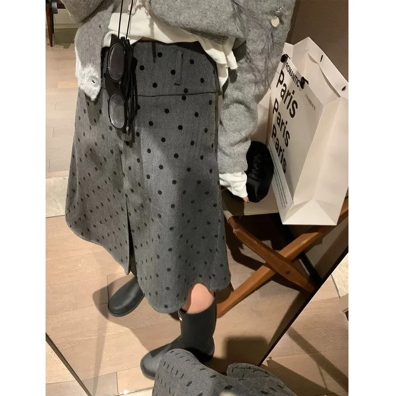 Fashionable Grey A- Line Skirt For Women 2024 Autumn New Arrival Miu Style Versatile Two-Way Wear Plenty Of Pleats