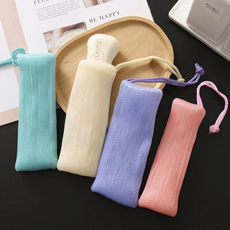 المحمولة نظيفة رغوة شبكة حقيبة الصابون رغوة شبكات للاستحمام غسل تنظيف فقاعة الرباط حقيبة اكسسوارات الحمام