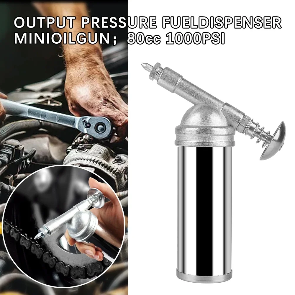 

Mini Grease Gun 80cc 1000PSI High Pressure Handheld Oiler Portable Metal Lubricating Hand Tool for Auto Bike Machinery Repair