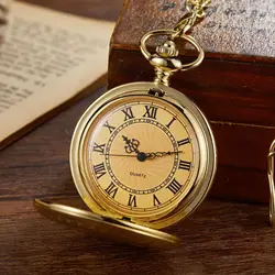 Royal Gold Shield Crown Pattern Quartz Pocket Watch Top Luxury Necklace Pendant Chain Steampunk Clock Collectibles Jewelry Gifts