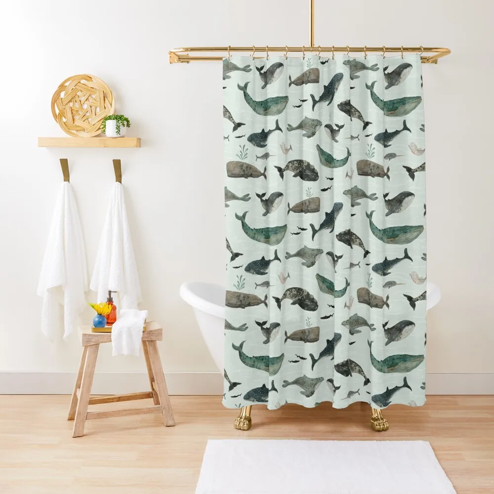 

Tattooed Whales Shower Curtain For The Bathroom Bathtub Cute Shower Curtain
