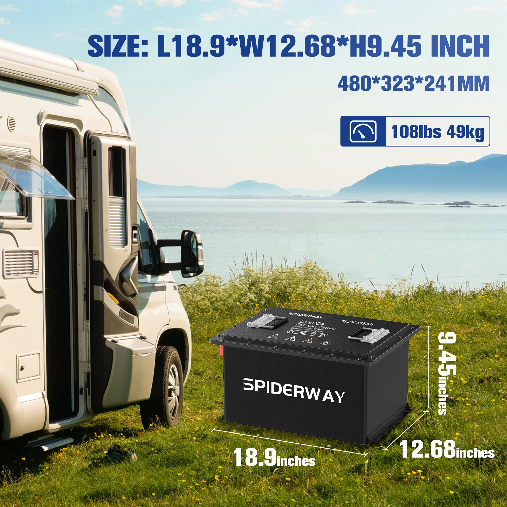 48 فولت 105Ah عربة جولف LiFePO4 بطارية ليثيوم مع شاحن 25A 200A BMS 6000 + دورة عميقة لنادي السيارات السابقة تيمبو فصاعدًا