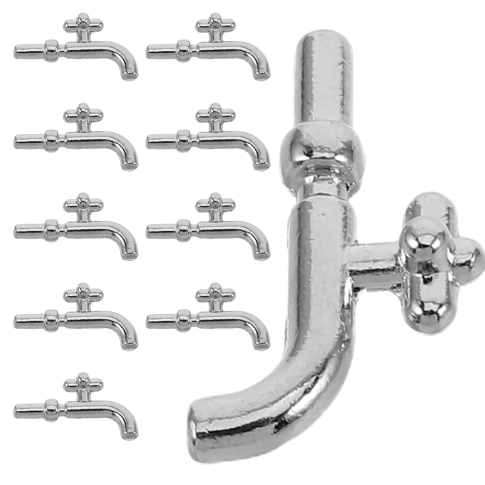 10pcs Miniature Faucet for Dollhouse – Single Handle Bathroom & Kitchen Fixture, Fine Detail Decorative Tap view 5