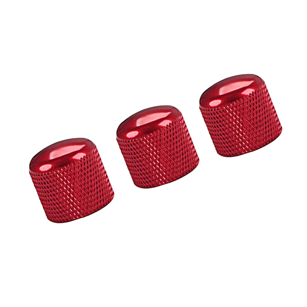 3pcs Metal Effect Pedal Control Amplifier Knobs for Electric Guitar Bass (Red)