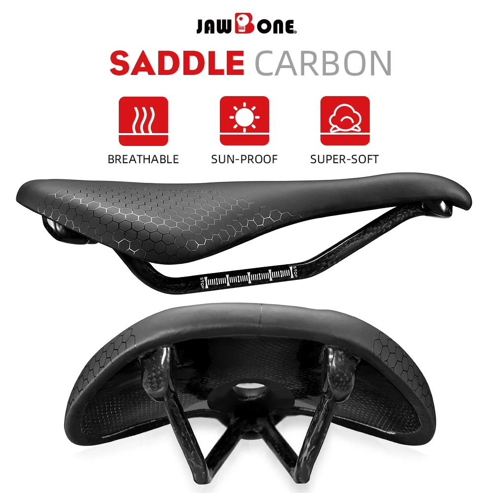 

JAWBONE Super Light Leather 7x9mm Bike Saddle Ultralight Racing Oval Full Carbon Rails Hollow Design Road Bicycle Seat Cushion