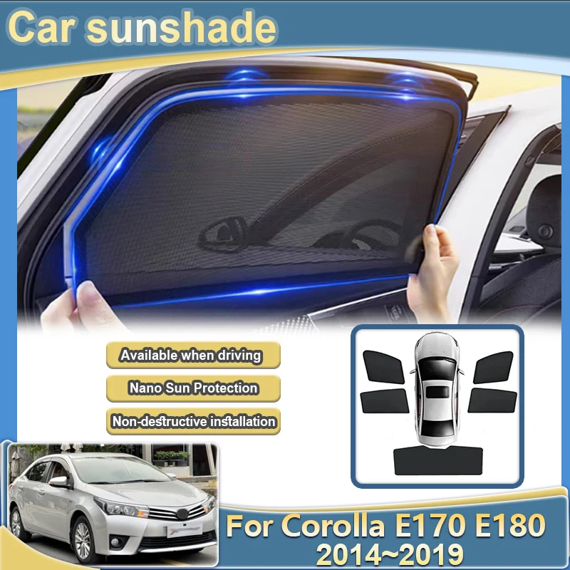 

Для Toyota Corolla E170 E180 2014 ~ 2019 2015 2016 2017 автомобильный УФ-блокирующий солнцезащитный козырек, шторы на лобовое стекло, сетчатый козырек, автоаксессуары