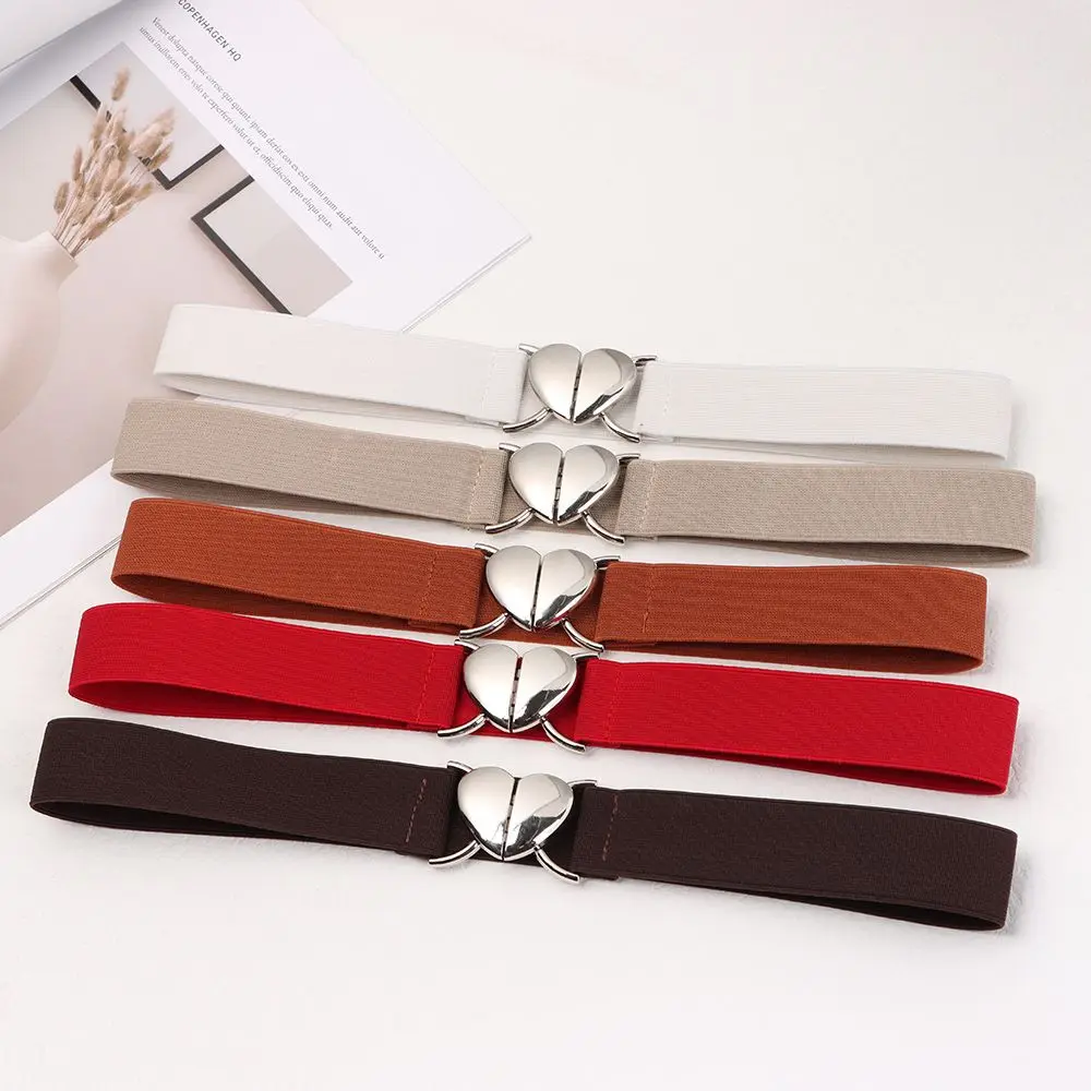 Elegant Love Heart Buckle Dress Decoration Elastic Belts Waist Strap Waist Belts Decorative Waistband