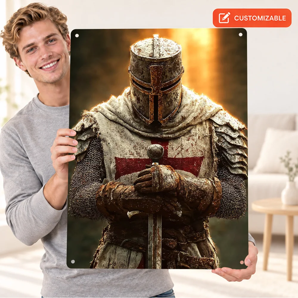 Enlightened Templar History Textured Metal Poster Customized Aluminum Sign Modern Illustrative Wall Art For Study Scholar Gift