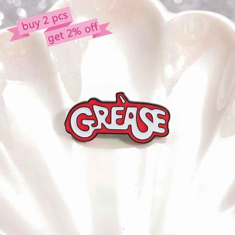 Grease Drama Music Enamel Pins Custom Creative Musical Theater Brooches Lapel Badges Clothes Funny Jewelry Gift for Friends