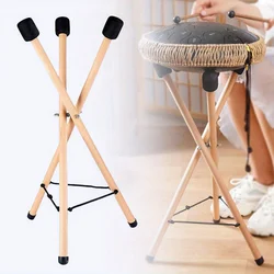 Steel Tongue Drum Stand for 10-15 Inches Handpan Drum Stand, Solid Wood Adjustable Triangular Extendable Snare Holder Bracket Dr