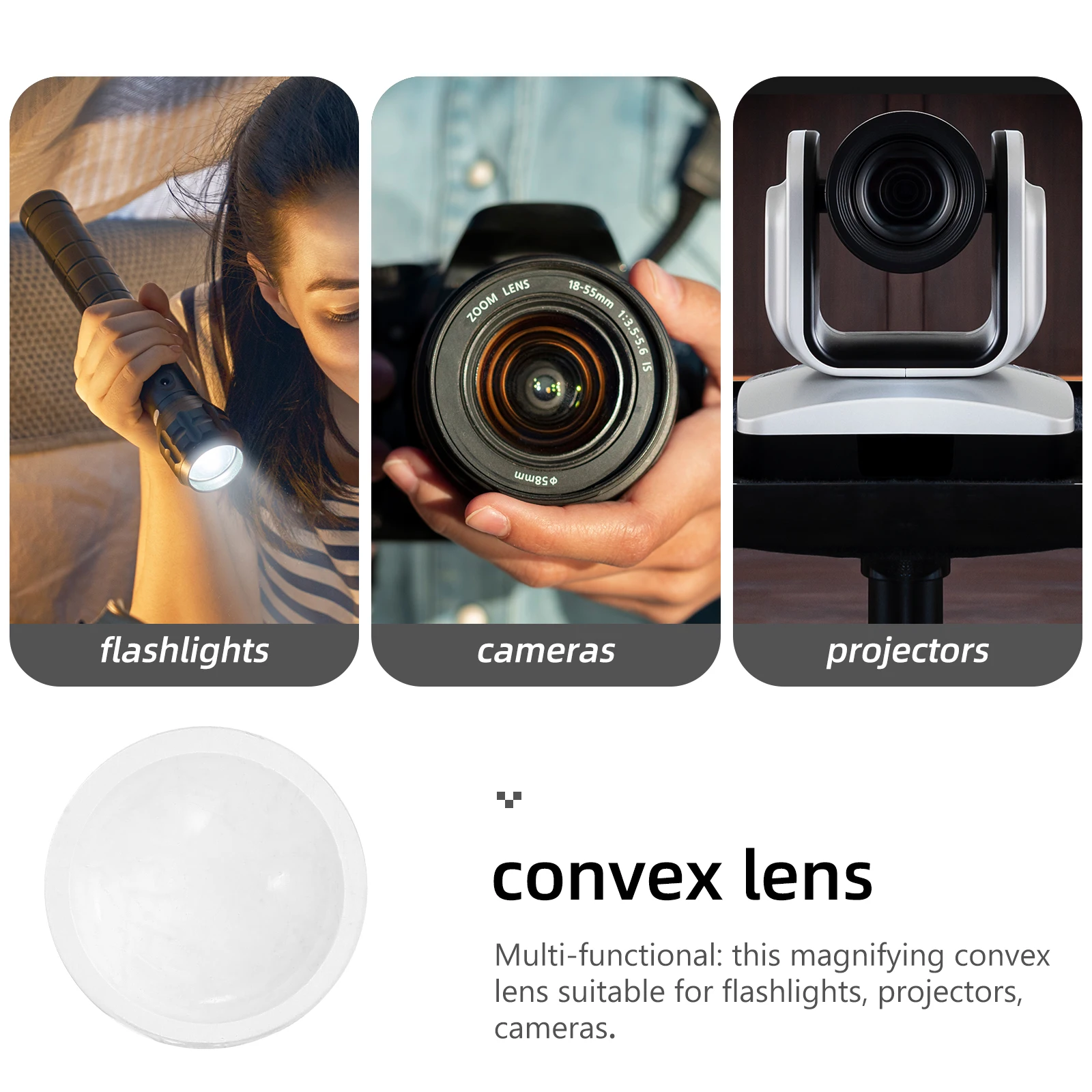 

5 Pcs LED Focus Lens Jewelry Optical Magnifier Equipment Convex for Light Handheld Dual Lenses Concave