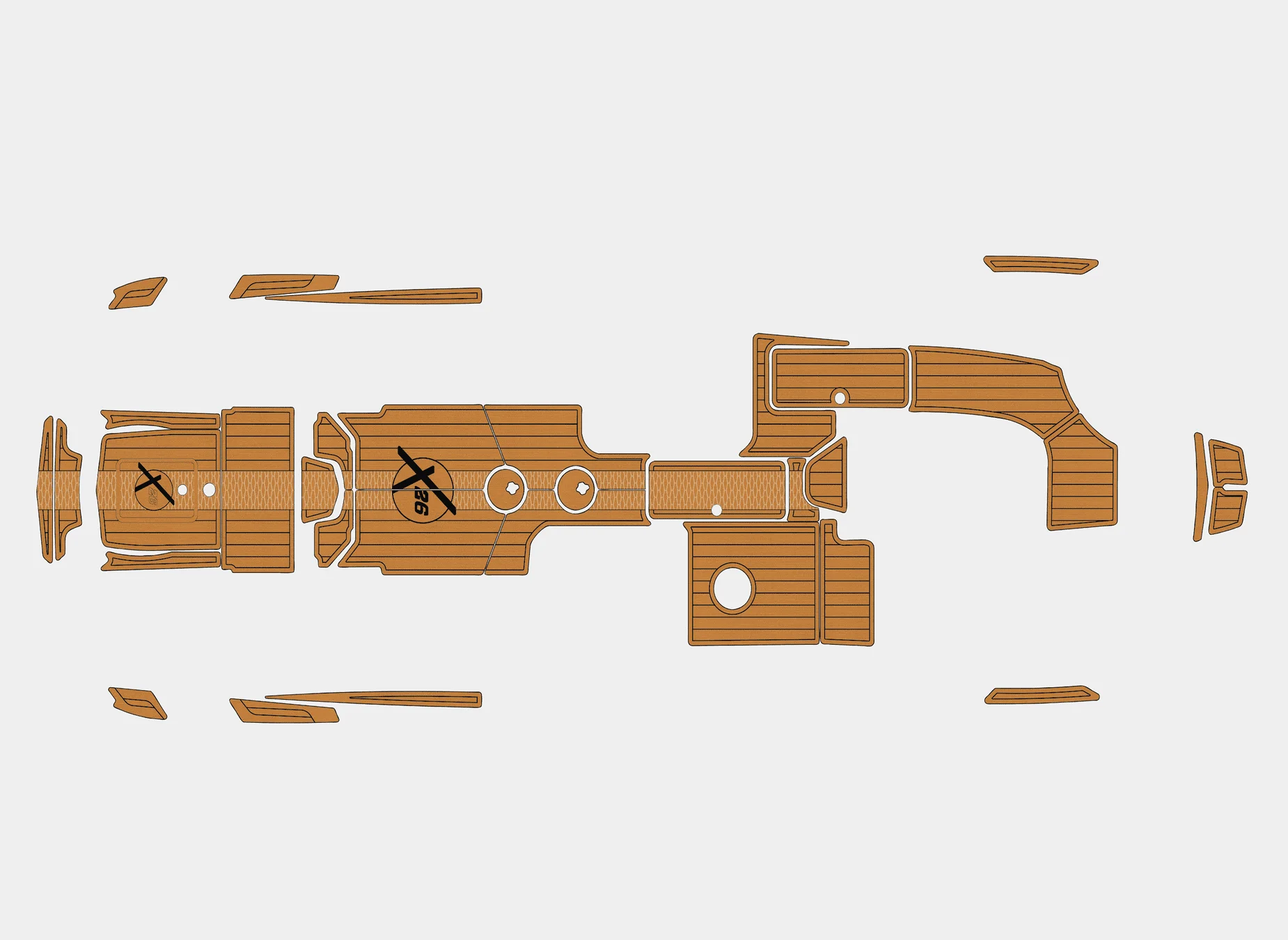 Non-Slip EVA Faux Teak Marine Mat Self-Adhesive 6mm Yacht Cockpit Pad for 2020-2021 Mastercraft X26 Boat Decking Easy Install