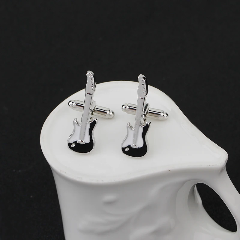 New In Violin Guitar Cufflinks For Men Upscale Jewelry Cuff Links French Shirts Button For Music Lovers Christmas Gift