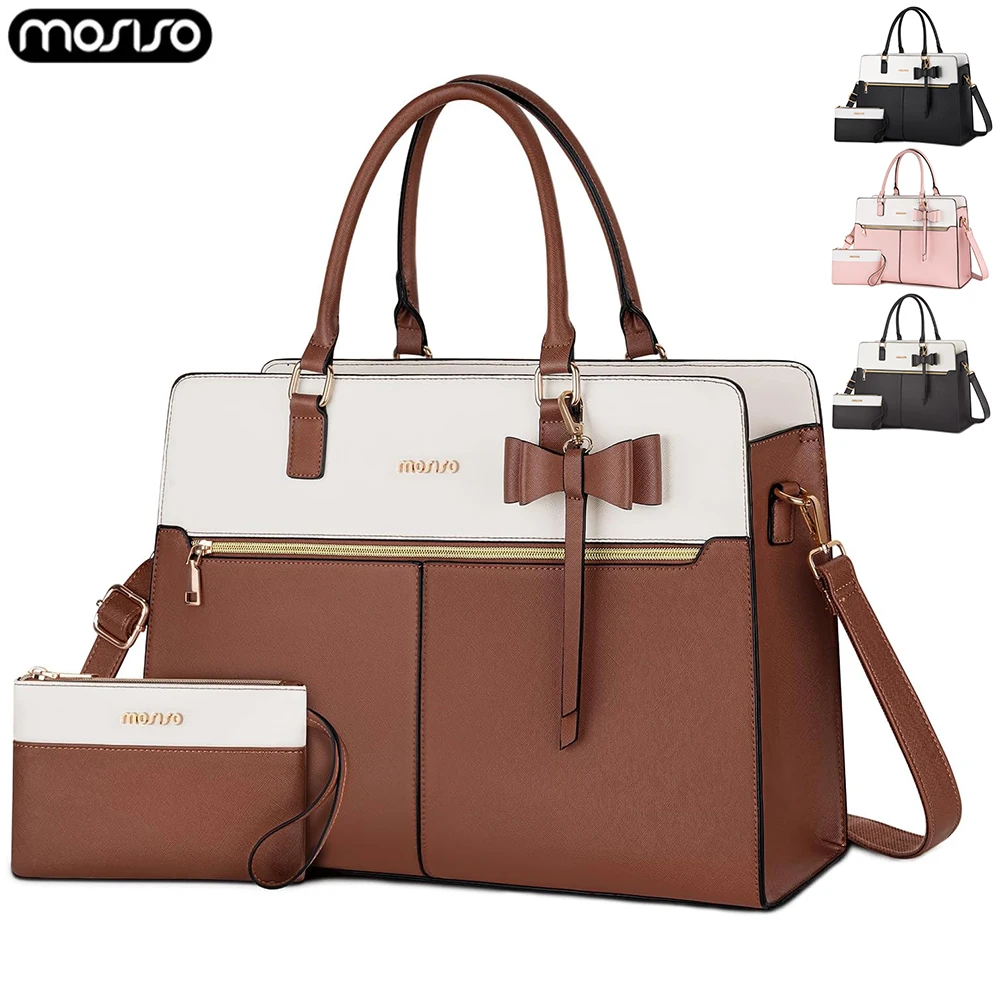 15 16 inch PU Leather Laptop Tote Bag Large Capacity Women's Handbag Waterproof Notebook Shoulder Briefcase Teacher Work Bag
