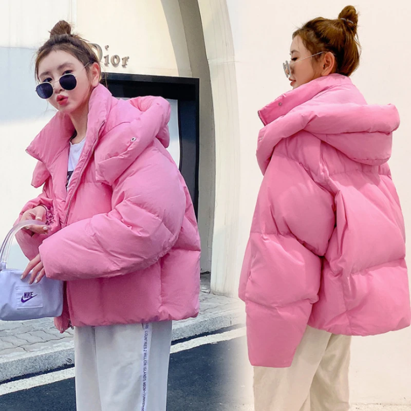 

Parkas Women Winter New Fashionable Korean Style Hooded Short Women Thickened Loose Casual Regular Women Winter Jacket