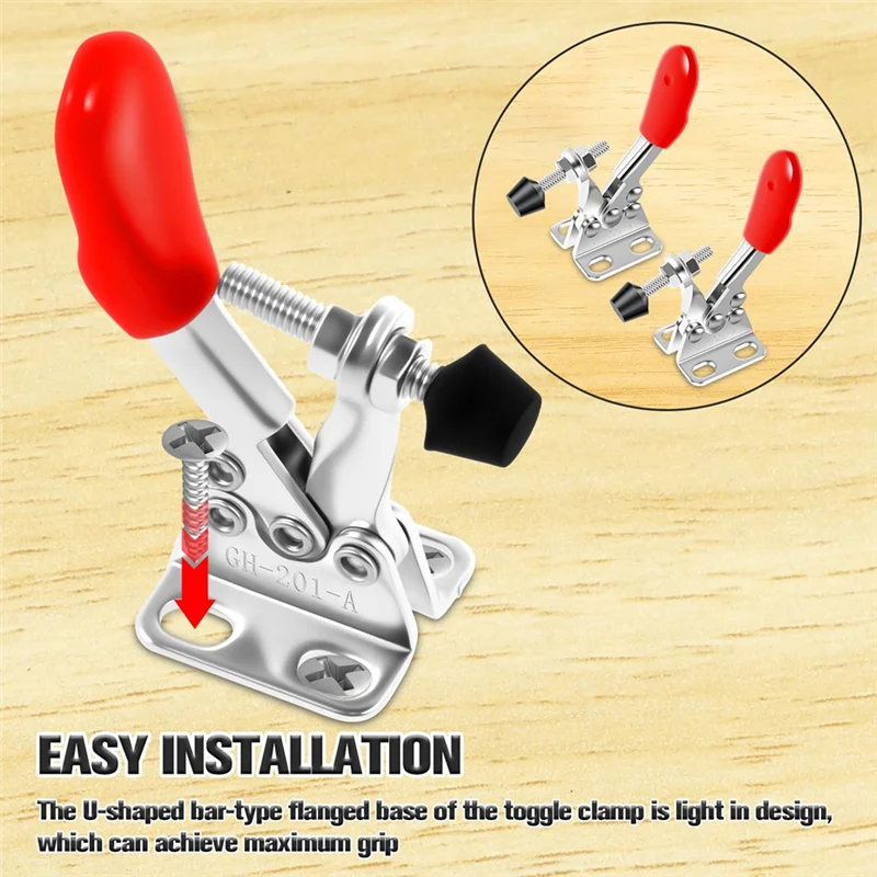 ABJN-8Pcs Toggle Clamp Adjustable Quick Release Toggle Latch Hold Down Clamp, 60 Lbs Stainless Steel Horizontal Clamps