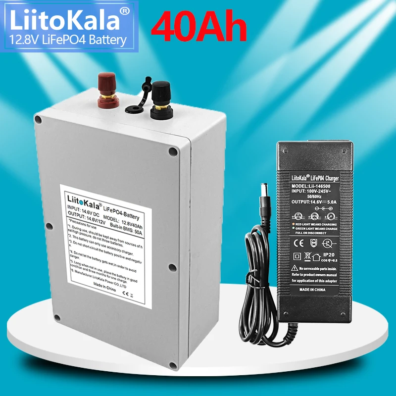 LiitoKala 12.8V 40Ah Lifepo4 battery pack 4S6P 32700 built-in 40A same port charge and discharge balance BMS 12V power supply