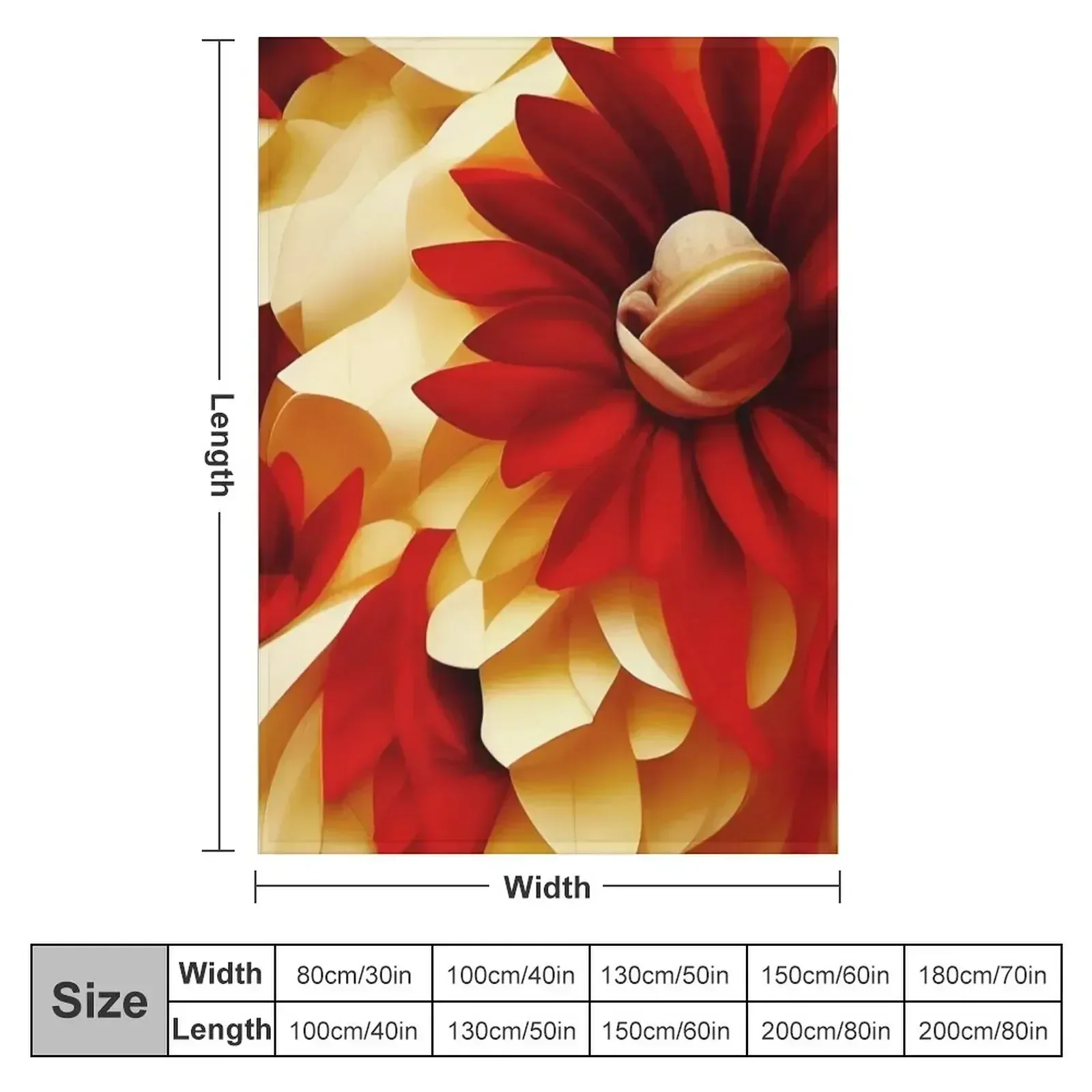 Red and Yellow Floral Sculpture Throw Blanket couch cozy soft plush fuzzy picnic outdoor blanket